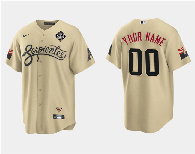 Men's Arizona Diamondbacks Customized Gold 2023 World Series City Connect Cool Base Stitched Baseball Jersey